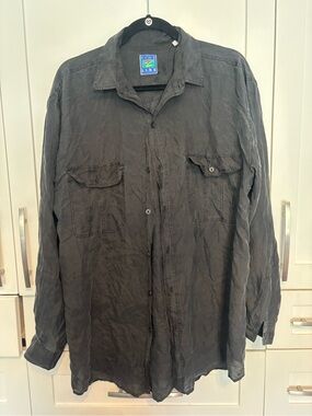 Men's Black Button-Up 100% silk Shirt